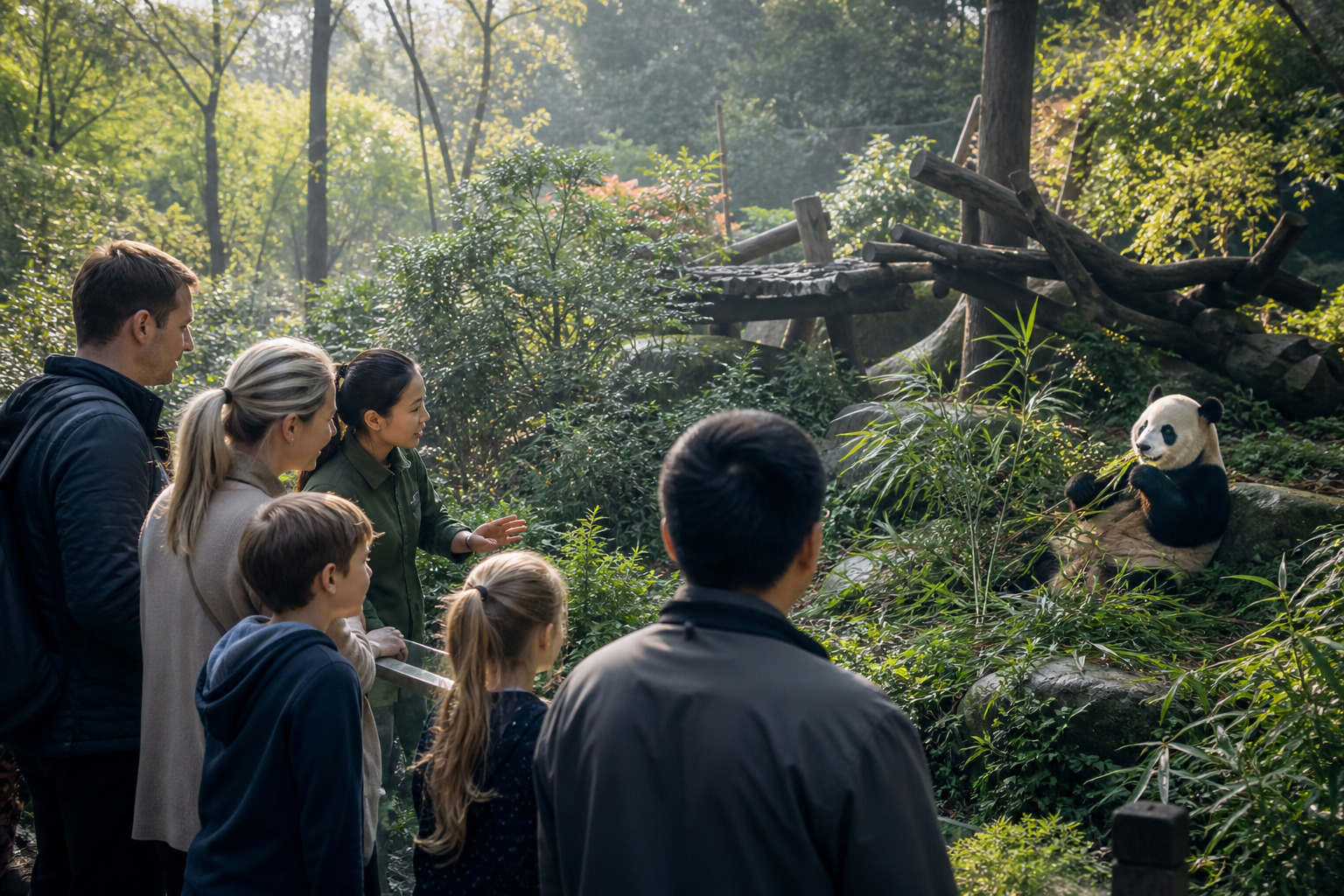 International visitors meeting giant pandas in Chengdu