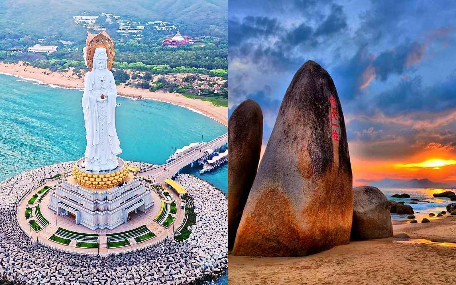 Nanshan's sea-facing Guanyin and Tianya Haijiao in Sanya